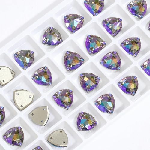 54 Stück 16 mm Glitzersteine ​​mit flacher Rückseite, dreieckige Perlen, Strasssteine, Strass-Kristalle, Glas, zum Aufnähen auf Taschen, Kleidung, Schmuckzubehör von DFLINGA