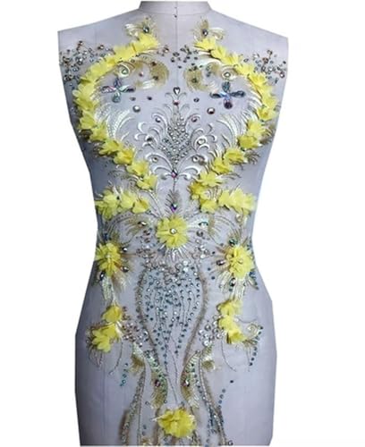 DFLINGA große Spitzenflecken Strass Applikation 3D Blume für Kleid Accessoire 40 * 12 Zoll von DFLINGA