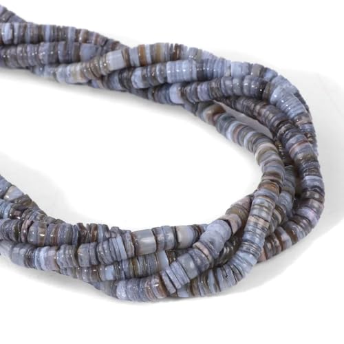 Farbige Süßwasser-Muschelperlen 4,5–6 mm, flache, unregelmäßige Heishi-Perlen aus Perlmutt für DIY-Halsketten und Armbänder, Schmuckzubehör von DFLINGA