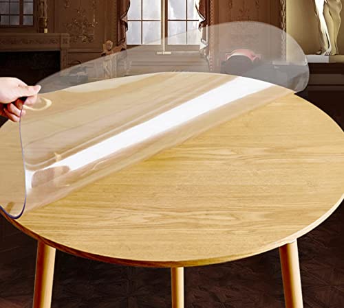 DG Catiee Runde transparente PVC-Tischdecke, transparent, Kunststoff-Tischdecke, wasserdicht, rutschfest, hitzebeständig, Schreibtischunterlagen, abwischbar, 105 cm von DG Catiee