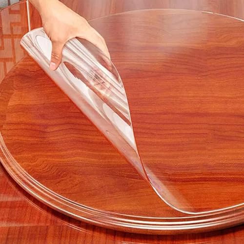 DG Catiee Transparente PVC-Tischabdeckung, runder Tischdeckenschutz, rutschfest, transparent, Kunststoff-Tischmatten, wasserdichter Möbelschutz (rund, 110 cm, transparent (1 mm)) von DG Catiee