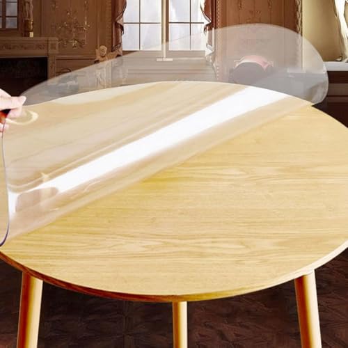 DG Catiee Transparente runde PVC-Tischabdeckung, rund, transparent, rutschfest, wasserdicht, hitzebeständig, Schreibtisch-Abdeckung, Matten (110 cm, 1,0 mm (transparent)) von DG Catiee