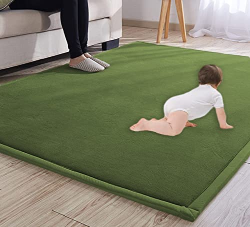 DG Catiee Weicher Fleece-Teppich, große Krabbelmatte, Spielteppich, rutschfester Teppich, Yoga, Tatami-Matte, Bodenteppich, Krabbelmatte für Wohnzimmer, Schlafzimmer (60 x 180 cm, Grün B) von DG Catiee