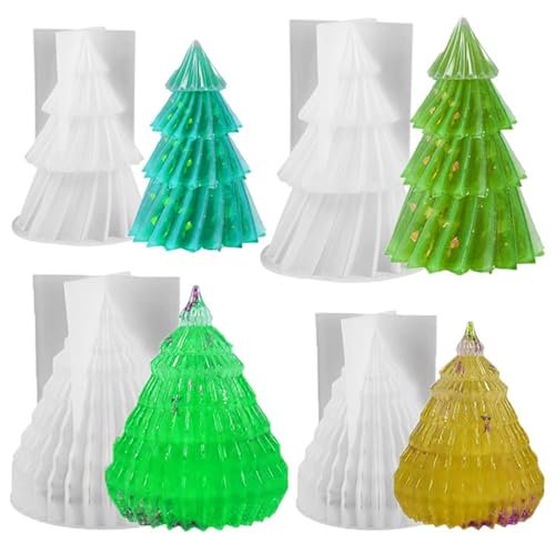 Gießformen silikon,4 Stücke Weihnachtsbaum Kerzen-Ornament Silikonformen Epoxidharz DIY Silikonform Epoxidharz Formen Epoxidharz Formen Set Silikonformen Teller Epoxidharz von DGHKB