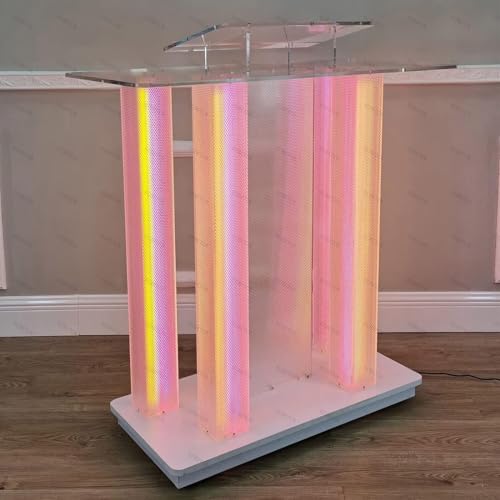 DGLEYUIK Rednerpult-Podiumständer, Acrylfarbene Lichter Rollpult-Bodenpodium Mit Lichtpodium, Podium, Erhöhtes Lesen von DGLEYUIK