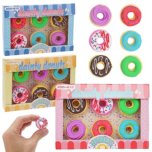 18 Stück Radiergummi Donut, Neuheit Kreatives Bunte Lustige Radiergummi, Radiergummi Lustig TPR, Kinder Kawaii Süße Donut Radiergummi für Kinder Geschenk Als Geburtstagsgeschenk Studenten Belohnung von DGN