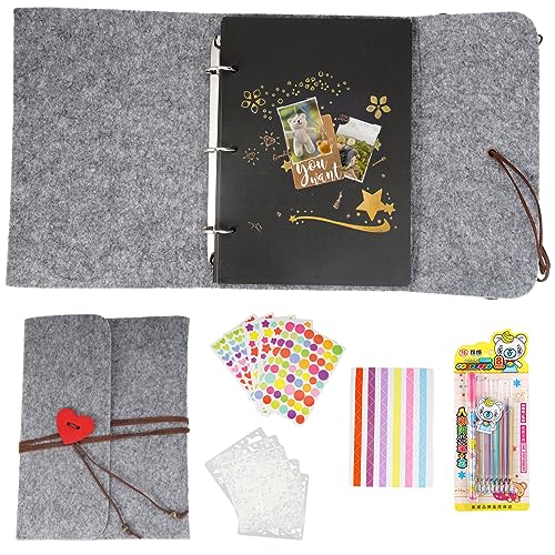 Set Filz Fotoalbum, Fotoalbum Zum Selbstgestalten, DIY Schwarze Seiten Fotobuch, DIY Geschenk für Valentinstag Jahrestag ​Geburtstag Geschenk (Medium) von DGN