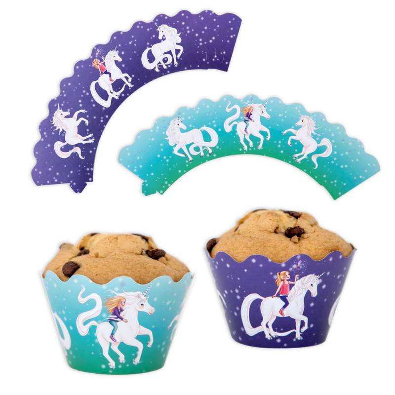 Einhorn Sternenschweif Muffinbanderolen, größenverstellbar, 12er Pack, Papier von DH Konzept GmbH