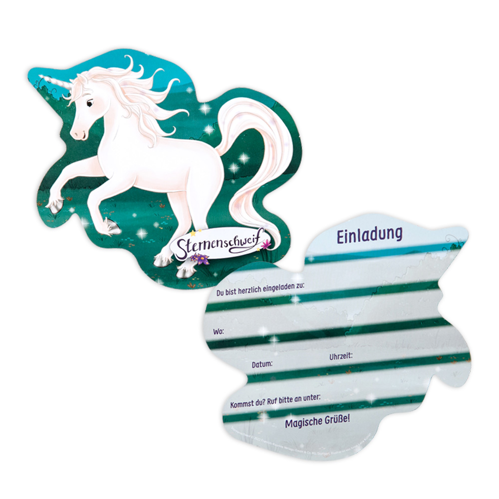 Einladungskarten Einhorn Sternenschweif, 8er Pack, Pappe, 14,5cm x 13cm von DH Konzept GmbH