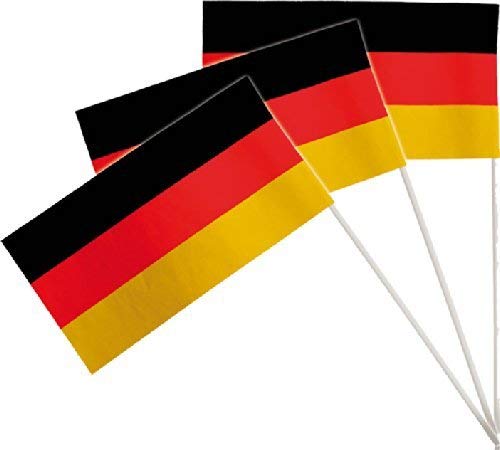 10 Fähnchen * DEUTSCHLAND * als Deko für Mottoparty oder Fussball-Party // Public Viewing Fussball Soccer schwarz rot gold Flaggen Fahnen Papierfahnen WM EM von DH-Konzept