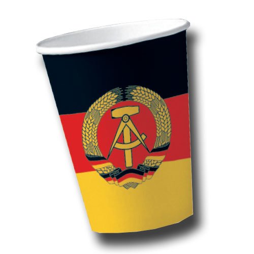 10 Pappbecher im * DDR * für Party und Geburtstag von DH-Konzept // Becher Partybecher Party Fete Set Mottoparty Deutsche Demokratische Republik Schwarz Rot Gold Hammer Sichel Ostalgie von DH-Konzept