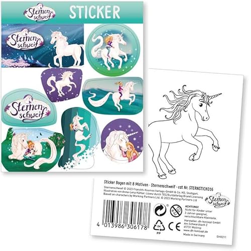 8 Sticker * STERNENSCHWEIF * zum Kindergeburtstag und Mottoparty | Leicht ablösbare Sticker | Laura Mädchen Pferde Einhorn Kinder Party Geburtstag von DH-Konzept