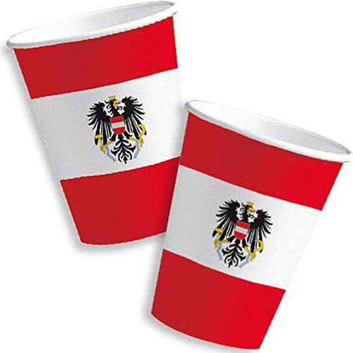 DH-Konzept 10 Becher * ÖSTERREICH * für Mottoparty, Länderparty und Geburtstag Austria Alpen Pappbecher Partybecher Kinder Geburtstag Party Set von DH-Konzept