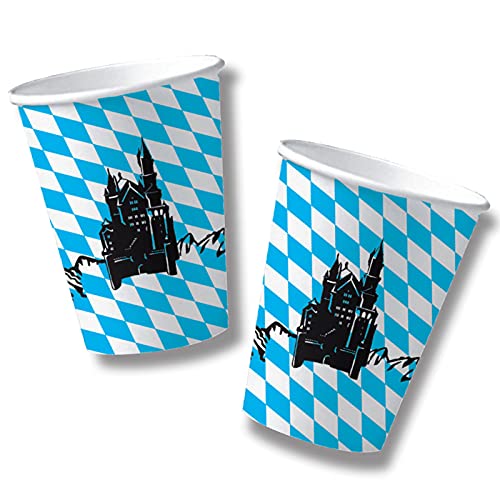 DH-Konzept 10 Becher Bayern / Oktoberfest mit 200ml Inhalt Pappbecher Party Geburtstag Bavaria Blau Weiss von DH-Konzept