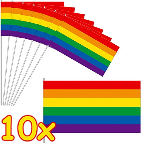 DH-Konzept 10 Papierflaggen * Regenbogen Farben * als Deko für Party und Geburtstag | Mottoparty Fähnchen Dekoration Pride Gay LGBT von DH-Konzept