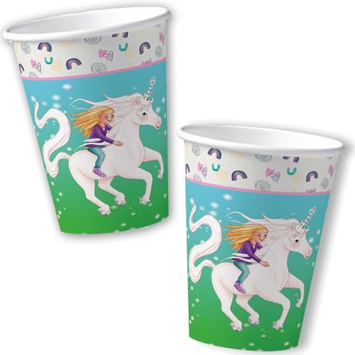 DH-Konzept 8 Partybecher * STERNENSCHWEIF * für Kindergeburtstag und Mottoparty | Becher aus Pappe, 200ml | Laura Mädchen Pferde Einhorn Kinder Party Geburtstag von DH-Konzept