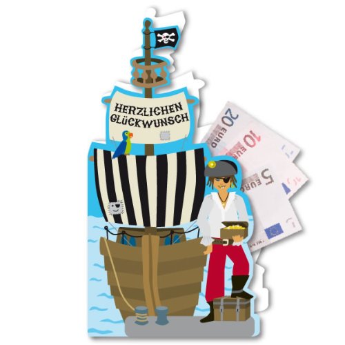 Glückwunschkarte mit Umschlag * Pirat * mit Geldfach oder Gutscheinfach // Kinder Geschenk Geburtstag Kindergeburtstag Geburtstagsgeschenk Geld Gutschein Klappkarte Glückwunsch Piraten Piratenschiff von DH-Konzept