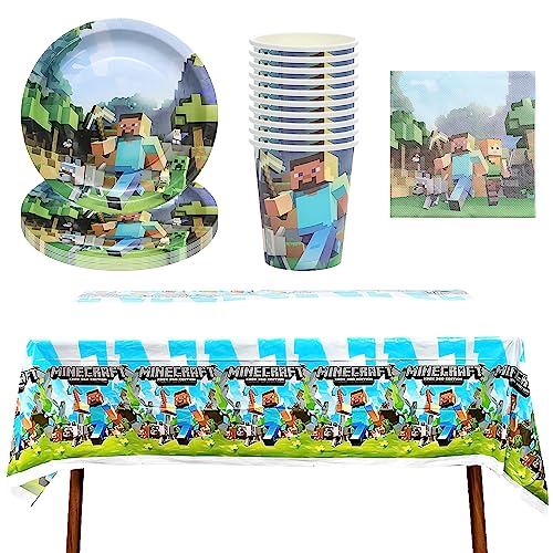 DHAEY Kinder Geschirr Set, 41 Stück Kindergeburtstag Party Dekoration für 10 Gäste Teller Becher Servietten Kindergeburtstag Party Decoration von DHAEY