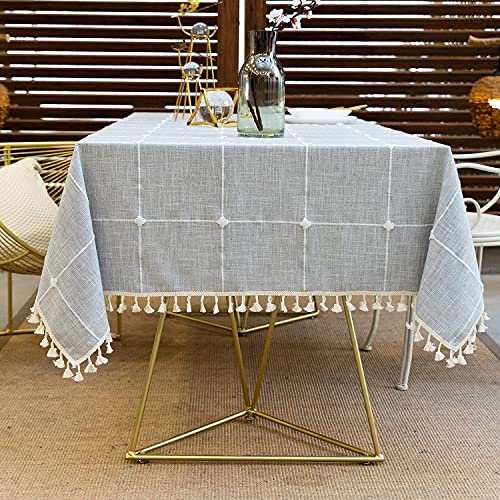 DHBHZD Tischdecke 120x300cm Quaste Baumwolle Leinen Tischdecke für Küche Esszimmer Faltenfreie Tischdecken Rechteck / Länglich von DHBHZD