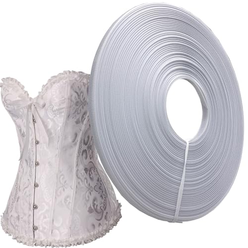 DHER 45 Yards Strumpfhosen Formstreifen,Stützstreifen Polyester Korsett Boning Polyester Stäbchen Zum Nähen für DIY Nähen Bekleidungszubehör Shapewear Hochzeitskleider Kleider Hüte (Weiße, 8MM) von DHER