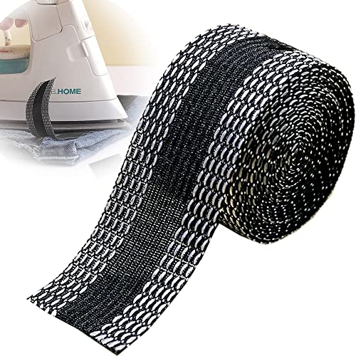 DHER Adhesive Hem Tape Vorhänge Selbstklebend Klebeband 5m Kleidersaumaufkleber universelles selbstklebendes, nicht schneidendes Hosenbügelband Vorhangbügelband zum Wechseln von Fußaufkleber (schwarz) von DHER