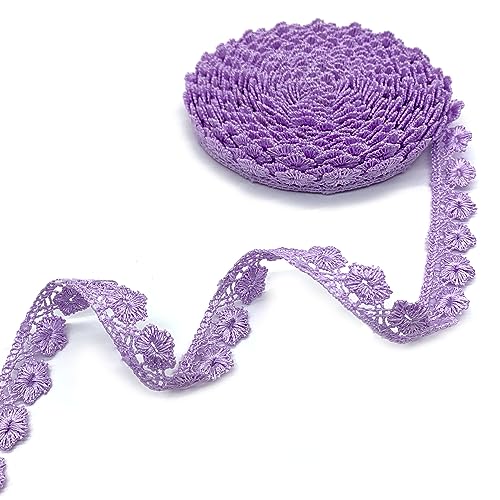 DHER Dekostoff Spitzenstoff Spitze Blumen Spitzenband Borten Bänder Blumenband 5 Yards 15mm Spitze Band Spitze Stickerei dekorative Band Kleidungsstück Zubehör dekorative Spitze Dekoration (Violet) von DHER