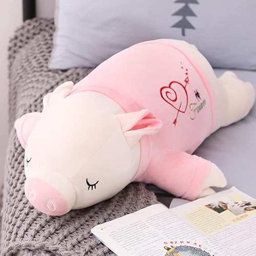 DHESSO 60cm-100cm süßes Schwein Plüschtier Kissen Puppe Mädchen große Puppe weiches Kissen, um Raumdekoration zu schaffen rosa Kleidung 100cm von DHESSO