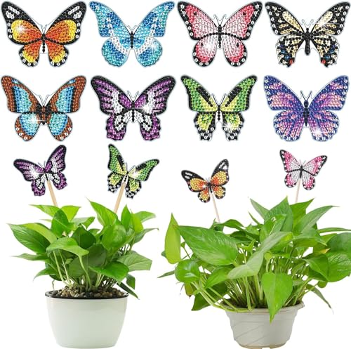 DHGKVK 8PCS Schmetterling Diamond Painting Kits, Diamond Painting,Diamond Painting Schmetterling, Diamond Painting Art für Garten Dekor, Tolle Gartendekoration für Kinder und Erwachsene. von DHGKVK