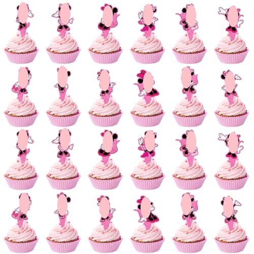 48 Stück Rosa Cupcake Topper, Cartoon Tortendeko Geburtstag, Cartoon Kuchen Deko, Kinder Geburtstag Party Kuchen Dekoration Supplies für Geburtstagsfeier, Babyparty von DHRUTI