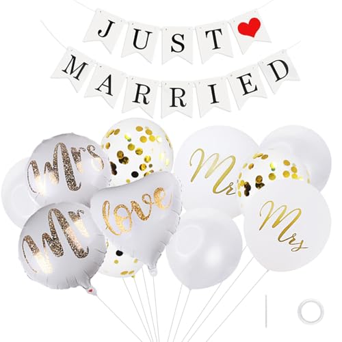 1 Satz Outdoor-Hochzeitsdekorationen, Hochzeitsfeier-Flaggendekorationen, Glitzernde Hochzeitsballons, Dekorative Paillettenballons, Herzförmige Aluminiumfolienballons von DHSBGWSX
