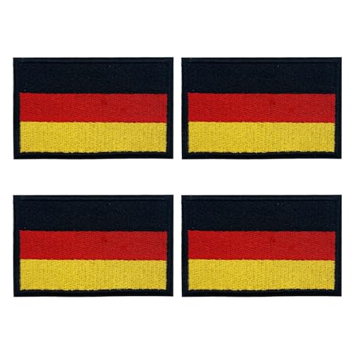 4 Stück Aufnäher Zum Aufbügeln, Deutschland-Flagge-Patch, Abzeichen-Stickerei-Stoff-Patch, Mini-Aufnäher Zum Aufbügeln, Rucksack-Kleidung, Dekorativer Aufnäher von DHSBGWSX