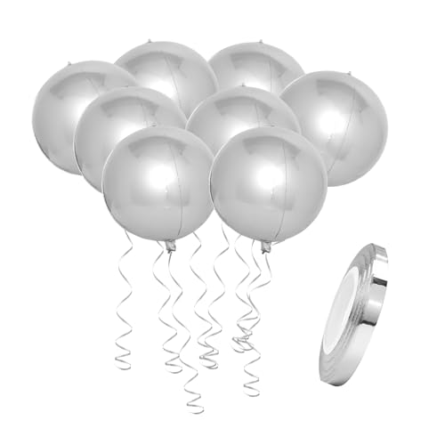 8 Stück Folienballons und 1 Stück Band, Party-Ballon-Dekorationen, stilvolle und schöne Luftballons, glänzende Luftballons, Riesenballons für Partys und Feiern (Silber) von DHSBGWSX