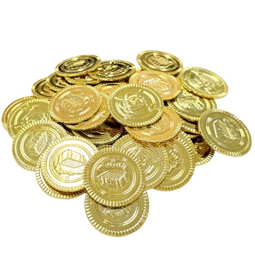 DHSBGWSX 50 Stück Goldmünzen, Spielgoldmünzen, Spaßmünzen, Piratenschatzgoldmünzen, Kindergeburtstag Goldmünzengeschenke, Spielgoldmünzen Spielzeug von DHSBGWSX
