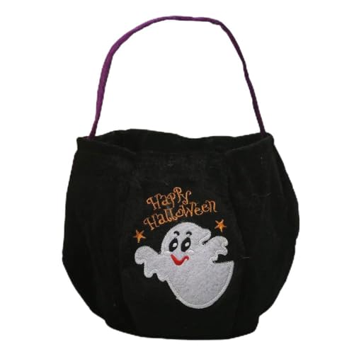 DHSUN Halloween Kürbis Candy Bag, Halloween Süßigkeitenbeutel, Halloween Süßigkeiten Eimer,Tragbare Kürbis Süßigkeitstüte，Halloween Dekoration Candy Taschen (schwarzer Geist) von DHSUN