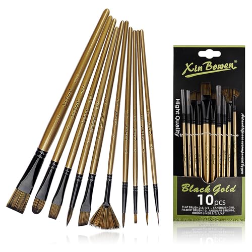 10 Stück Pinselset Acrylfarben, Pinsel Acryl Verschiedene Nylon Kunst Pinsel Set Hochwertige Künstler Aquarellpinsel für Malliebhaber, Kinder und Anfänger von DHSWNNG