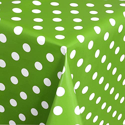 Wachstuch Wachstischdecke Gartentischdecke Tischdecke Größe wählbar Punkte Grün Eckig 130 x 180 cm abwaschbar von DHT-Wachstuch