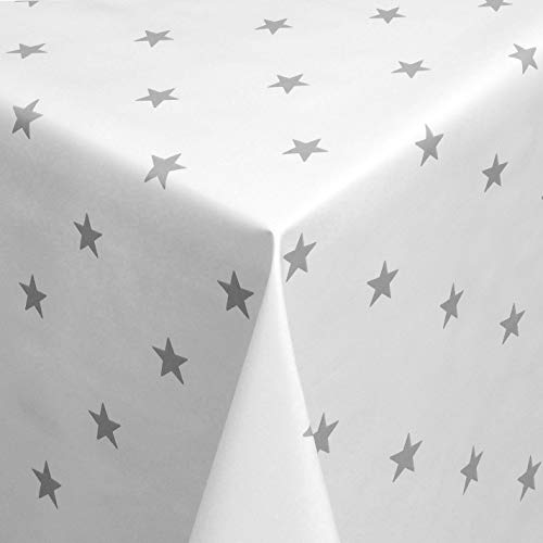 Wachstuch Wachstischdecke Tischdecke Gartentischdecke Sterne Weiß Breite & Länge wählbar 90 x 170 cm Eckig abwaschbar von DHT-Wachstuch