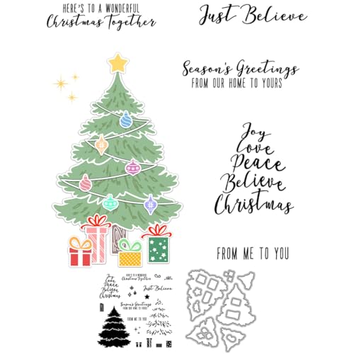 Weihnachtsbaum-Stempel und Stanzformen für Kartenherstellung, Leuchtkasten, transparentes Silikon, klarer Stempel und Metall-Stanzformen, Sets für DIY, Scrapbooking, Papierbasteln, Dichtungen Weihnachtsbaum-Stempel und Stanzformen für Kartenherstellung, Leuchtkasten, transparentes Silikon, klarer Stempel und Metall-Stanzformen, Sets für DIY, Scrapbooking, Papierbasteln, Dichtungen von DHVTESN