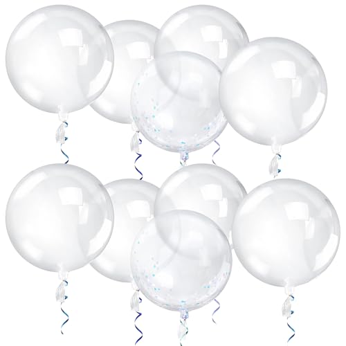 DHWEKU 10 Stück 50cm Jumbo Bobo Klar Luftballons,Kristall Blase Klar Ballons Runde Transparente,Wiederverwendbare Bobo Bubble Ballons für Hochzeit Geburtstag Halloween Weihnachtsfeier,24 Zoll von DHWEKU