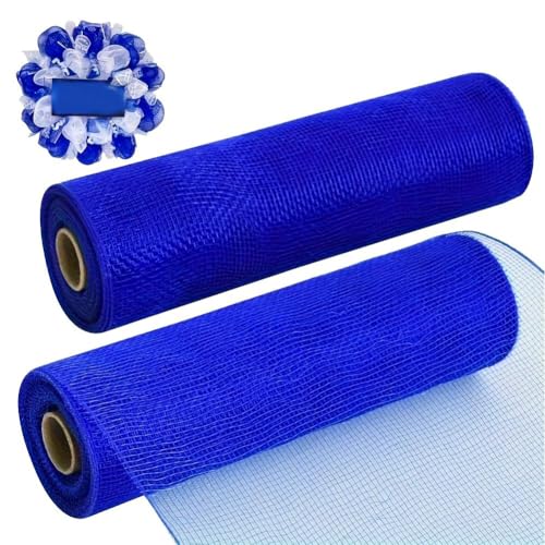 2 Rollen 25,4 cm x 9,2 m blaues dekoratives Netzband für Kranzbedarf, Baumkranz, Weihnachtsdekoration, Basteln von DHliIQQ