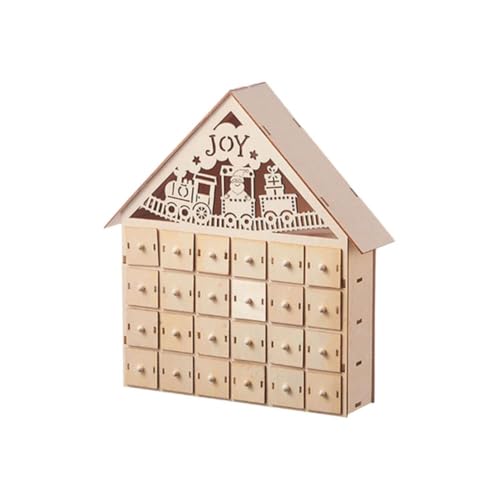 DHliIQQ 24 Tage Adventskalender, Weihnachten Holz Adventskalender mit LED Licht 24 Speicher für Kalender Countdown Schubladen Weihnachten von DHliIQQ