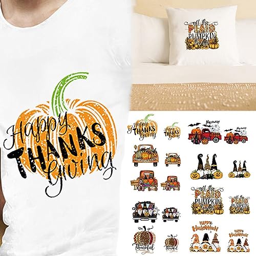 Halloween-Aufnäher zum Aufbügeln, niedlicher Kürbis, zum Aufbügeln für T-Shirts, Thanksgiving, Bügelbilder, Wärmetransfer-Stick für T-Shirts, Taschen, Kleidung, 2 Stück von DHliIQQ