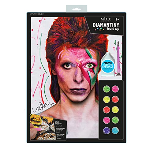 DIAMANTINY Level Up-PLUS Celebrities-Aktivitäten Crystal Art, Diamond Painting Kit, Bowie, A4, 96461 von DIAMANTINY