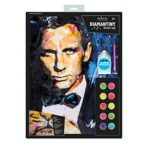 DIAMANTINY Level Up-PLUS Celebrities-Aktivitäten Crystal Art, Diamond Painting Kit, Daniel Craig, A4, 96463 von DIAMANTINY