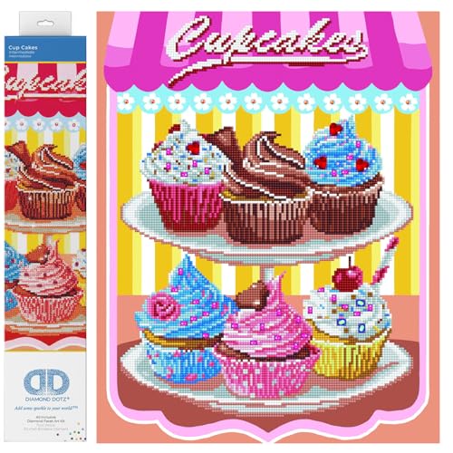 DIAMOND DOTZ 2524087 Original 5D Diamond Painting Set, Cupcakes, DIY Diamant-Malerei-Kit mit runden Glitzersteinen für Erwachsene und Kinder ab 12 Jahren, Intermediate von DIAMOND DOTZ