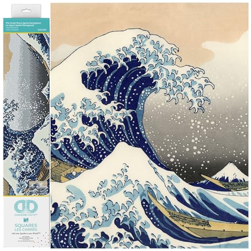 DIAMOND DOTZ 2592467 Original 5D Diamond Painting Squares Set, Welle vor Kanagawa, DIY Diamant-Malerei-Kit mit quadratischen Glitzersteinen für Erwachsene und Kinder ab 12 Jahren, Intermediate von DIAMOND DOTZ