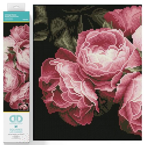 DIAMOND DOTZ 2592472 Original 5D Diamond Painting Squares Set, Vintage Rosen, DIY Diamant-Malerei-Kit mit quadratischen Glitzersteinen für Erwachsene und Kinder ab 12 Jahren, Intermediate von DIAMOND DOTZ