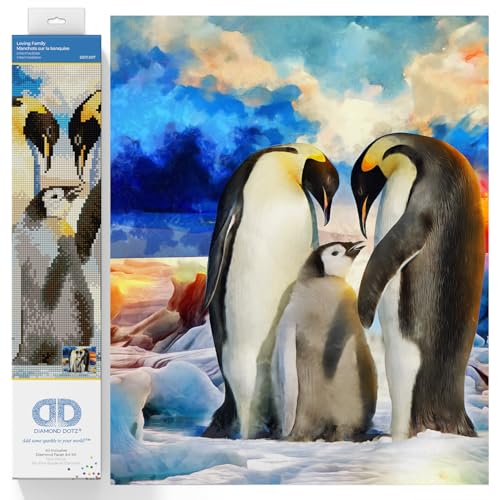 DIAMOND DOTZ 2592650 Original 5D Diamond Painting Set, Pinguin Familie, DIY Diamant-Malerei-Kit mit runden Glitzersteinen für Erwachsene und Kinder ab 12 Jahren, Intermediate von DIAMOND DOTZ