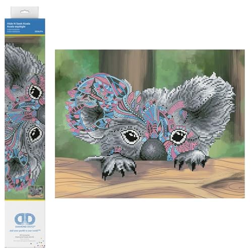 DIAMOND DOTZ 2592687 Original 5D Diamond Painting Set, Bunter Koala, DIY Diamant-Malerei-Kit mit runden Glitzersteinen für Erwachsene und Kinder ab 12 Jahren, Intermediate von DIAMOND DOTZ