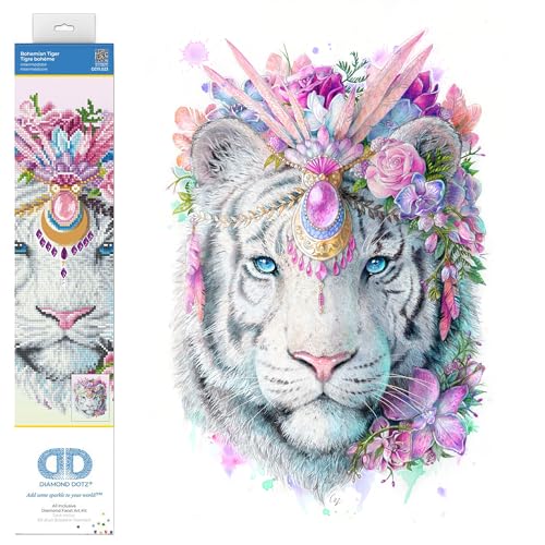 DIAMOND DOTZ 2593237 Original 5D Diamond Painting Set, Bohemian Tiger, DIY Diamant-Malerei-Kit mit runden Glitzersteinen für Erwachsene und Kinder ab 12 Jahren, Intermediate von DIAMOND DOTZ